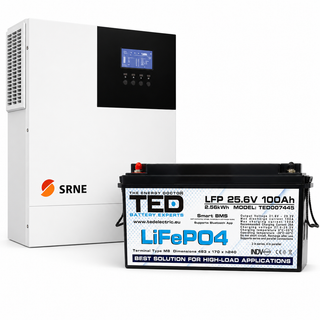 Invertor solar offgrid 3kW cu acumulator LIFE PO4 100A 24V si modul WIFI inclus