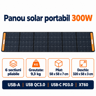 Panou fotovoltaic portabil tip geanta 300W, 17.4V