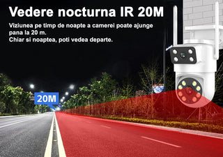 Camera supraveghere wireless inteligenta duala PTZ 5mp lentila 3.6mm