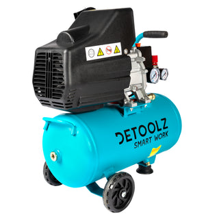 Compresor Detoolz 24L cu ulei, 1500 W, debit 160L/min, 8 bar, 2 prize de aer