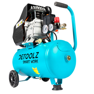 Compresor Detoolz 24L cu ulei, 1500 W, debit 160L/min, 8 bar, 2 prize de aer