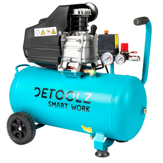 Compresor Detoolz 50L cu ulei, 1680 W, debit 206L/min, 8 bar, 2 prize de aer