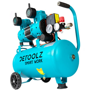 Compresor Detoolz 24L fara ulei, 1500 W, debit 154L/min, 8 bar, 2 prize de aer