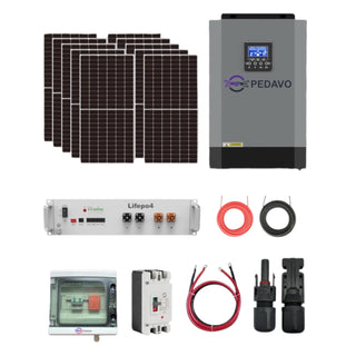 Kit Panouri Fotovoltaice cu invertor 5.5kW 10 panouri 410W Sharp Ac Lifepo4 5.12kWh