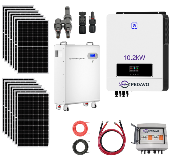Kit panouri fotovoltaice cu invertor 10kW 20 panouri si acumulator Lifepo4 15kW
