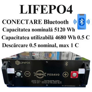 Baterie lifepo4 48v BMS Bluetooth litiu fier fosfat Celule 6000 cicluri