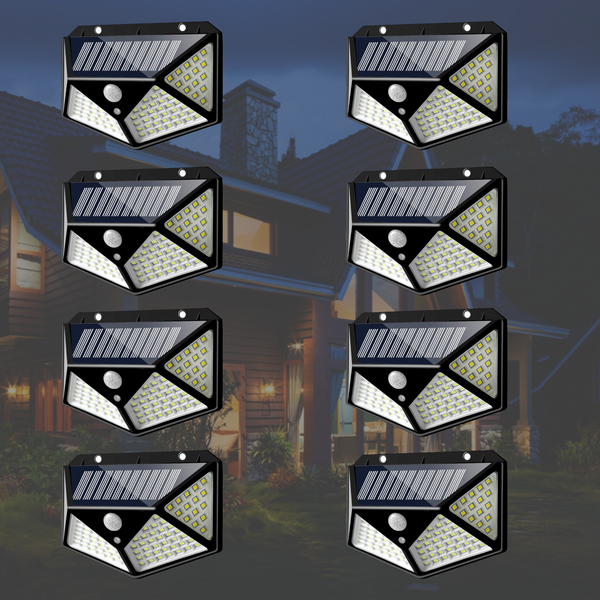 Lampa solara exterior de perete 8 bucati cu 100 leduri Smd si senzor de miscare