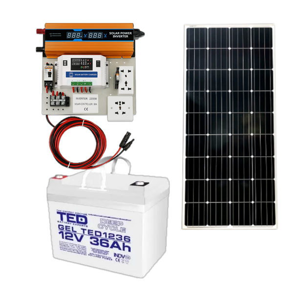 Mini Kit fotovoltaic complet 2200W, gata de utilizare cu panou solar 170W si controler 50A