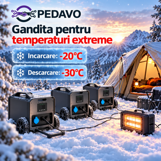 Statie portabila de energie 3840Wh LiFePO4, 6000W, 230V, 2 MPPT, Wi-Fi, cu roti si maner