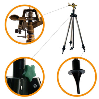 Aspersor metalic pulsatoriu cu trepied telescopic aluminiu 60cm-1m