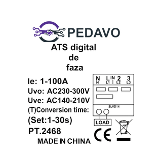 Comutator Digital ATS de faze trifazat 100A