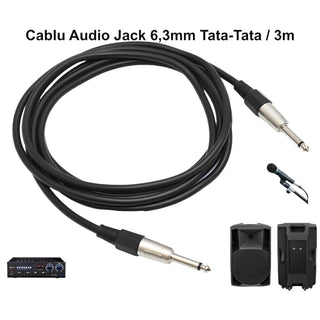 Cablu audio prof jack mono 6,3 tata tata 3m 6mm