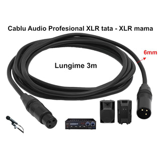 Cablu audio prof XLR tata XLR mama 3m