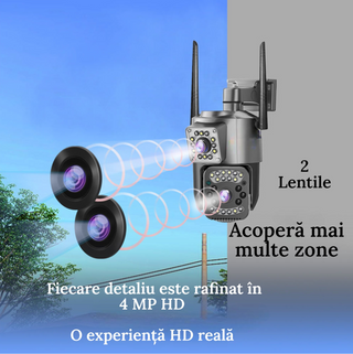 Camera supraveghere de exterior rotativa ultra HD bidirectionala