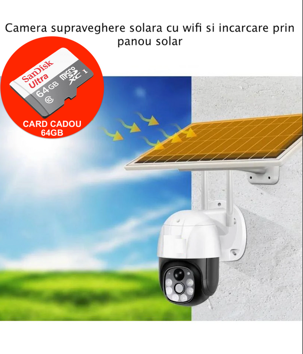 Camera supraveghere cu panou solar si cartela sim