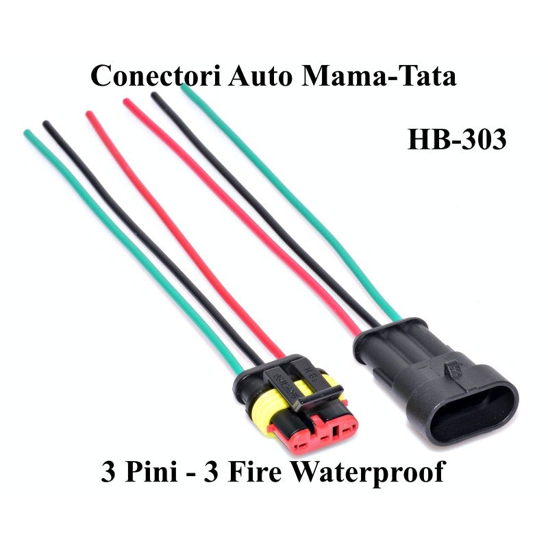 Conector auto cu 3 fire waterproof HB-303