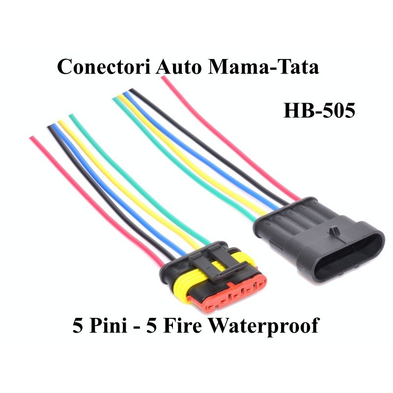 Conector auto cu 5 fire waterproof HB-505