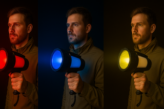 Lanterna led de mana cu 3 filtre de culoare 100W