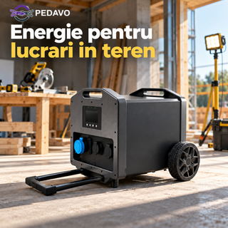 Statie portabila de energie 3840Wh LiFePO4, 6000W, 230V, 2 MPPT, Wi-Fi, cu roti si maner