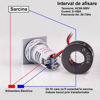 Indicator digital de panou 3in1 culoare galben tensiune AC