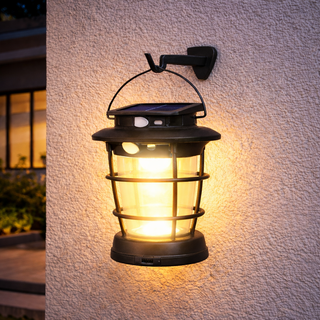 Lampa solara exterior cu senzor de miscare incarcare solara si USB-C iluminat automat