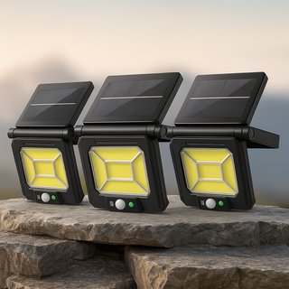 Set 3 Lampi solare de perete cu senzor si led cob