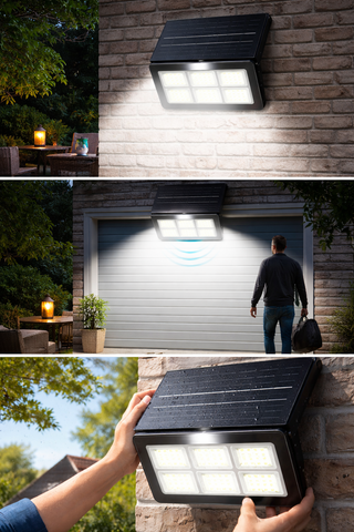 Lampa solara LED COB de perete 200w cu panou solar integrat