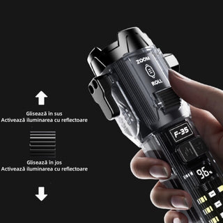 Lanterna de urgenta portabila reincarcabila cu alarma, taietor, ciocan de siguranta