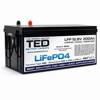 Acumulator LiFePO4 12V 200Ah cu Smart BMS si Bluetooth