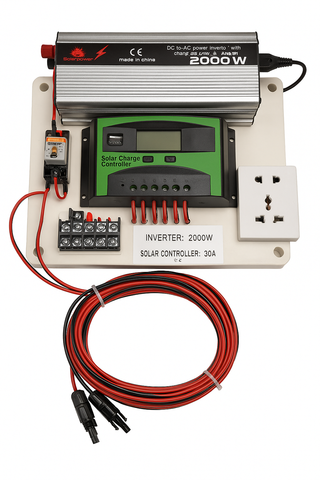 Mini Kit fotovoltaic complet, gata de utilizat invertor 2000W cu panou 100W si controler 30A