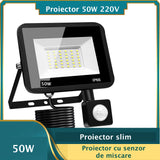 Proiector slim cu led SMD 50W si senzor 180° PRO IP66