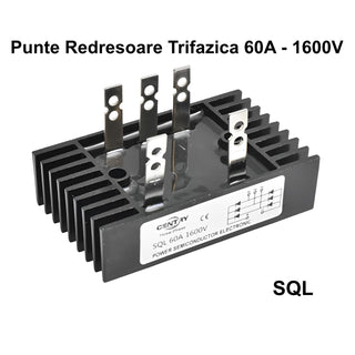 Punte redresoare trifazata 40A, 60A, 100A 1600V