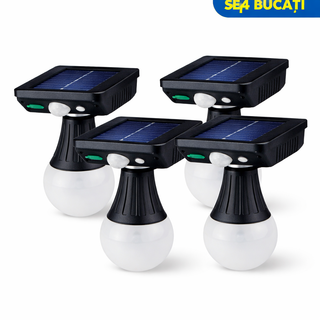 Set 4 x Bec solar pentru terasa montare perete 3 moduri iluminare