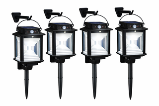 Set 4 lampi solare exterior cu senzor de miscare pentru gradina si alei