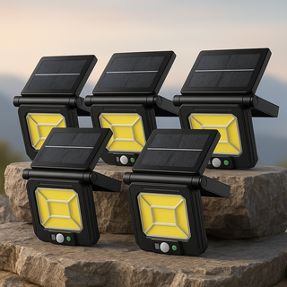 Set 5 Lampi solare de perete cu senzor si led cob