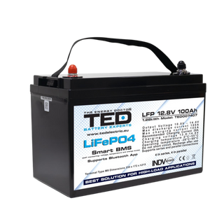 Acumulator LiFePO4 12V 100Ah cu Smart BMS si Bluetooth