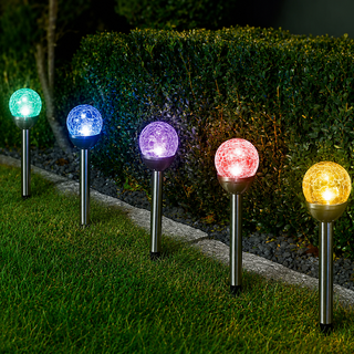 Set de lampi solare de perete 6 bucati RGB inox