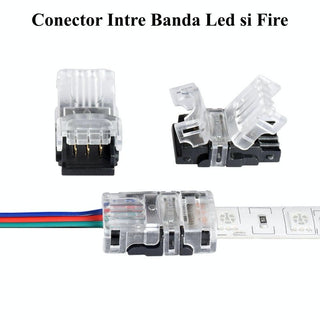 Conector pentru banda led RGB cu 3 pini - 3 fire de 10mm IP65