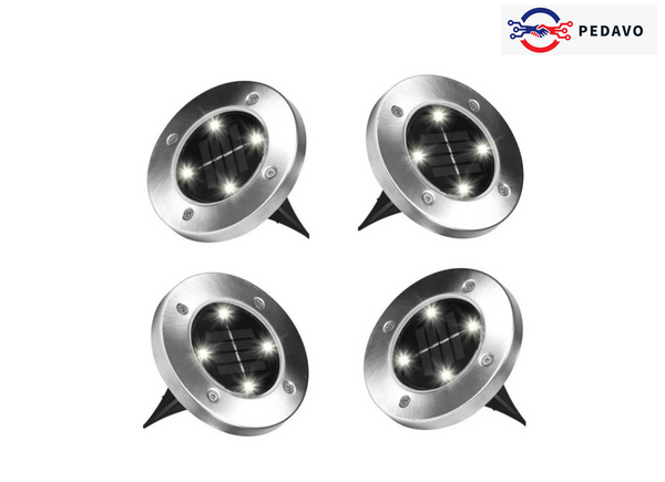Set 4 lampi cu incarcare solara, model spot, 4 LED-uri, IP65