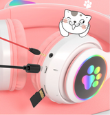 Casti audio model Kitty cu Bluetooth card SD si microfon