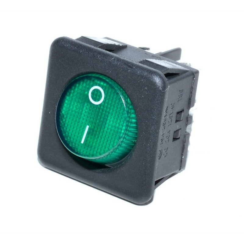 Buton intrerupator patrat negru cu verde cu 2 pozitii