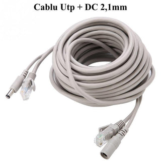 Cablu camere supraveghere UTP, cu alimentare DC 2,1mm / 15m