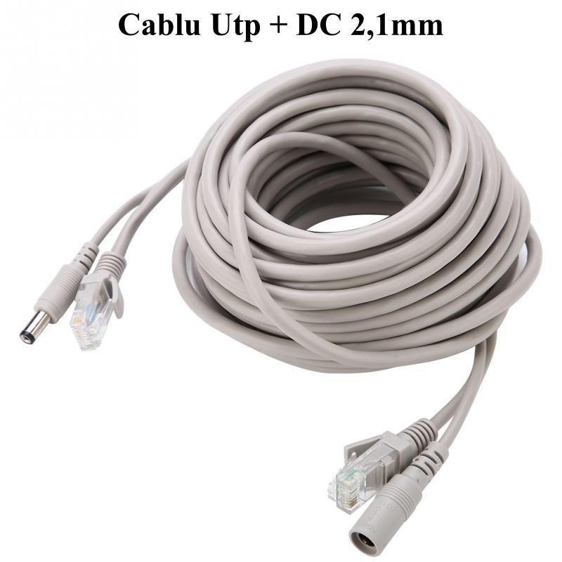 Cablu camere supraveghere UTP, cu alimentare DC 2,1mm / 20m