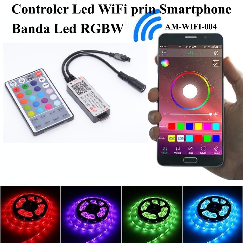 Controler RGBW WIFI la smartphone pentru banda led
