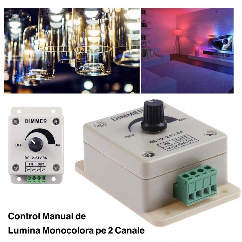 Controler monocrom pentru banda led manual 12V/24-8A