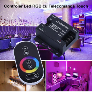 Controler tactil cu telecomanda pentru banda RGB 12V-24V dimabil