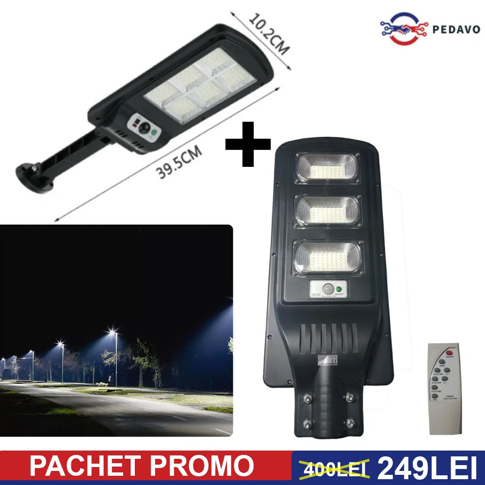 SET Lampi Solare stradale cu senzori de lumina - 1 x Lampa 150 LED SMD + 1 x Lampa 120 LED