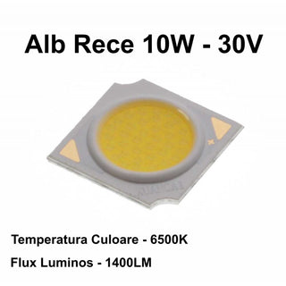 Dioda led COB 10W 30V lumina rece dimensiune 13.5 mm