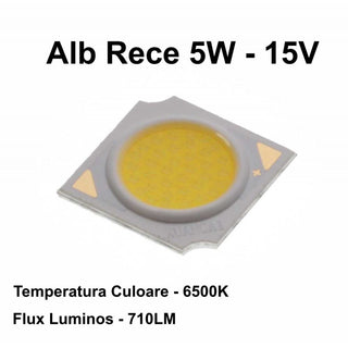 Dioda led COB 5W 15V lumina rece dimensiune 13.5 mm