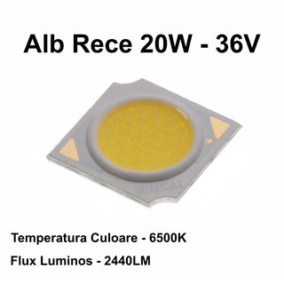 Dioda led COB 20W 36V lumina rece dimensiune 13.5 mm